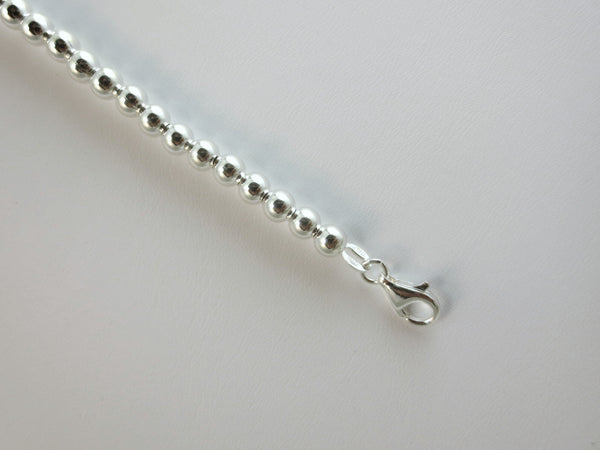 Italian 925 Sterling Silver Ball-Bead Bracelet, 4 mm × 7-Inch — view 4