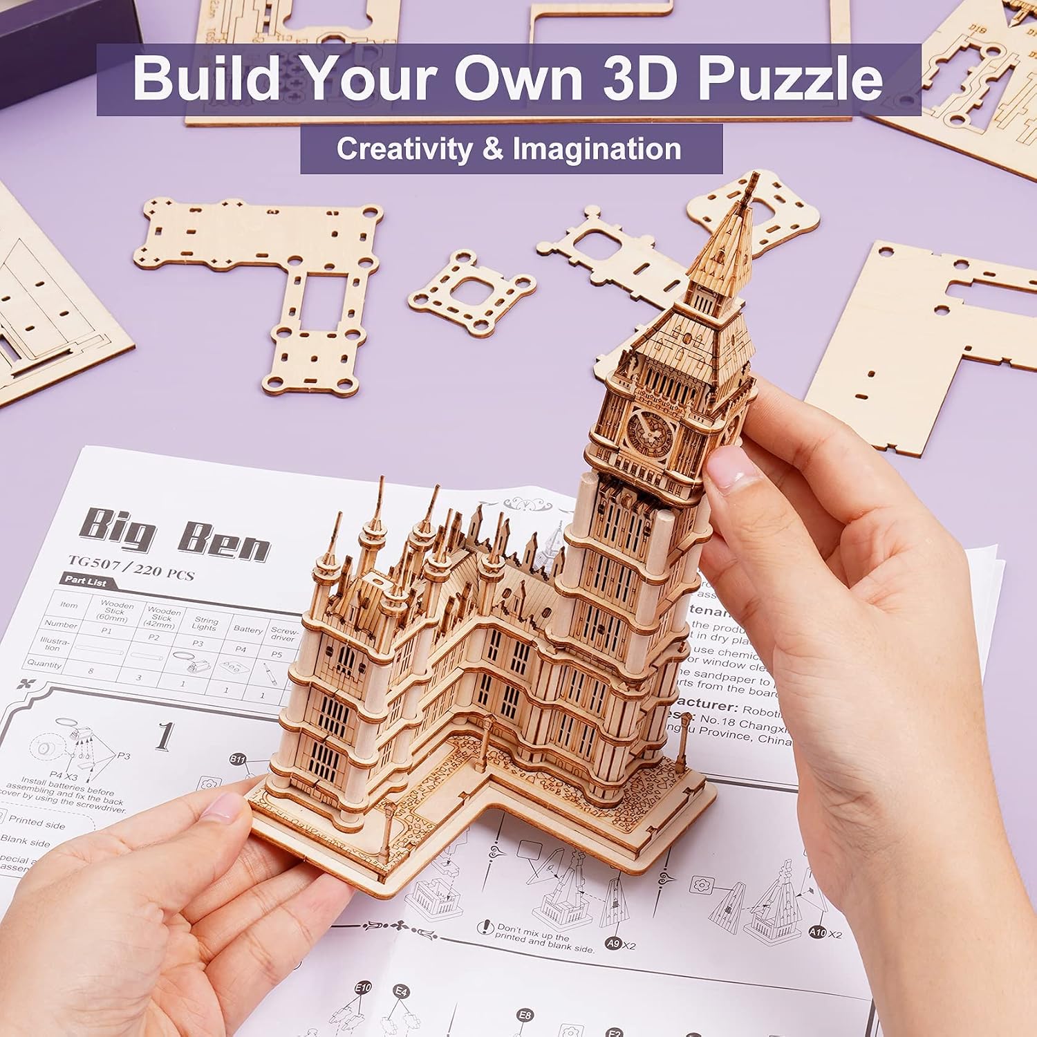 Robot - 3D Wooden Puzzle Kit - STEM Learning Toy - Ages 14+
