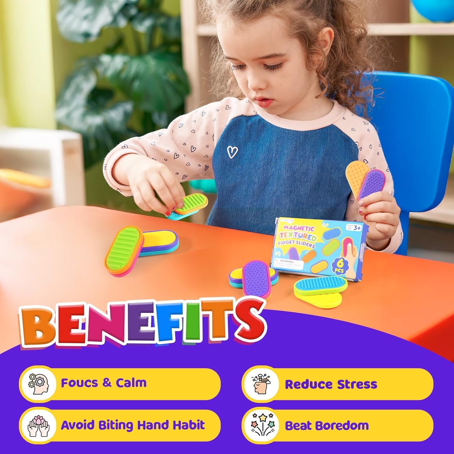 Magnetic - Desk Fidget Toy - Sensory Play Toy - Ages 3+