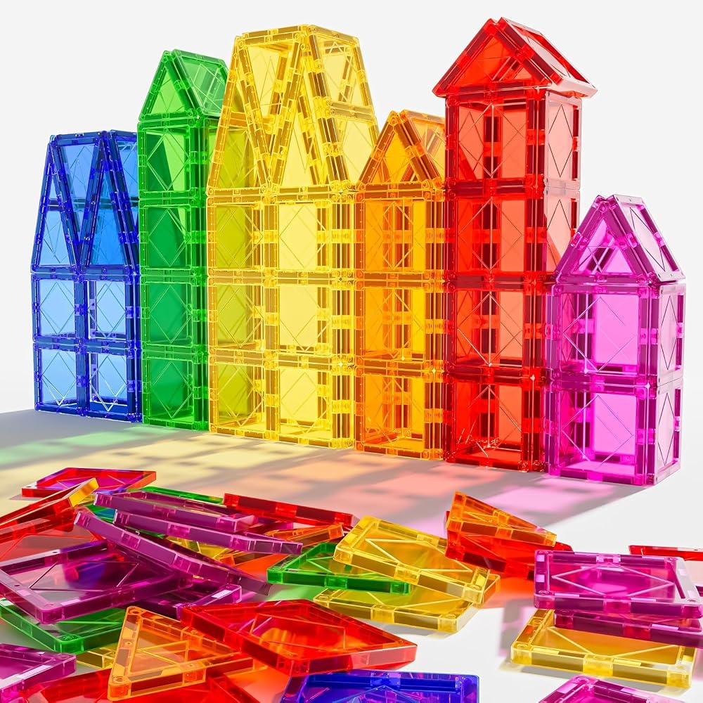 Magnetic Building Tiles Set - STEM Learning Toy - Ages 3+