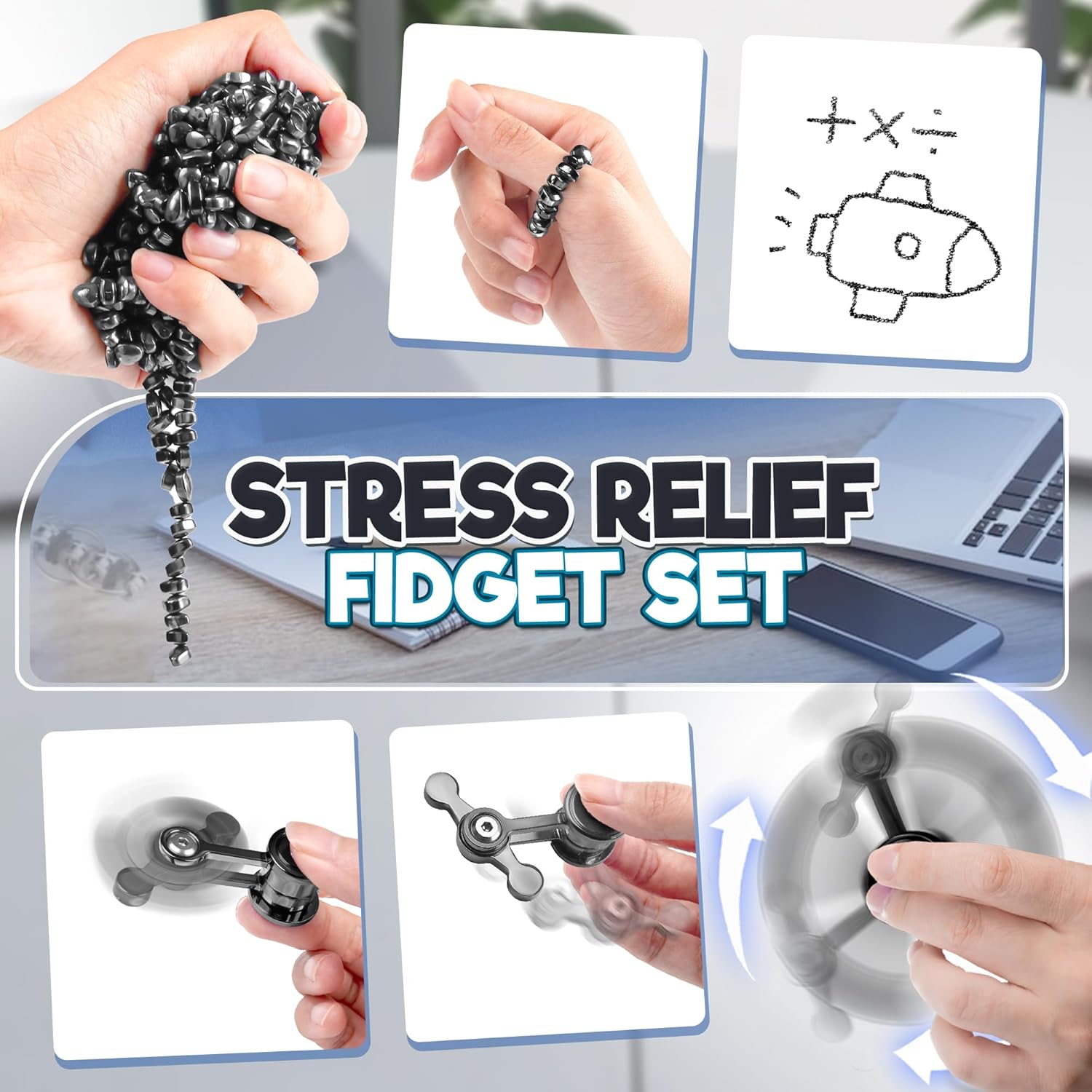 5-Piece - Magnetic - Desk Fidget Toy - Sensory Play Toy - Ages 15+