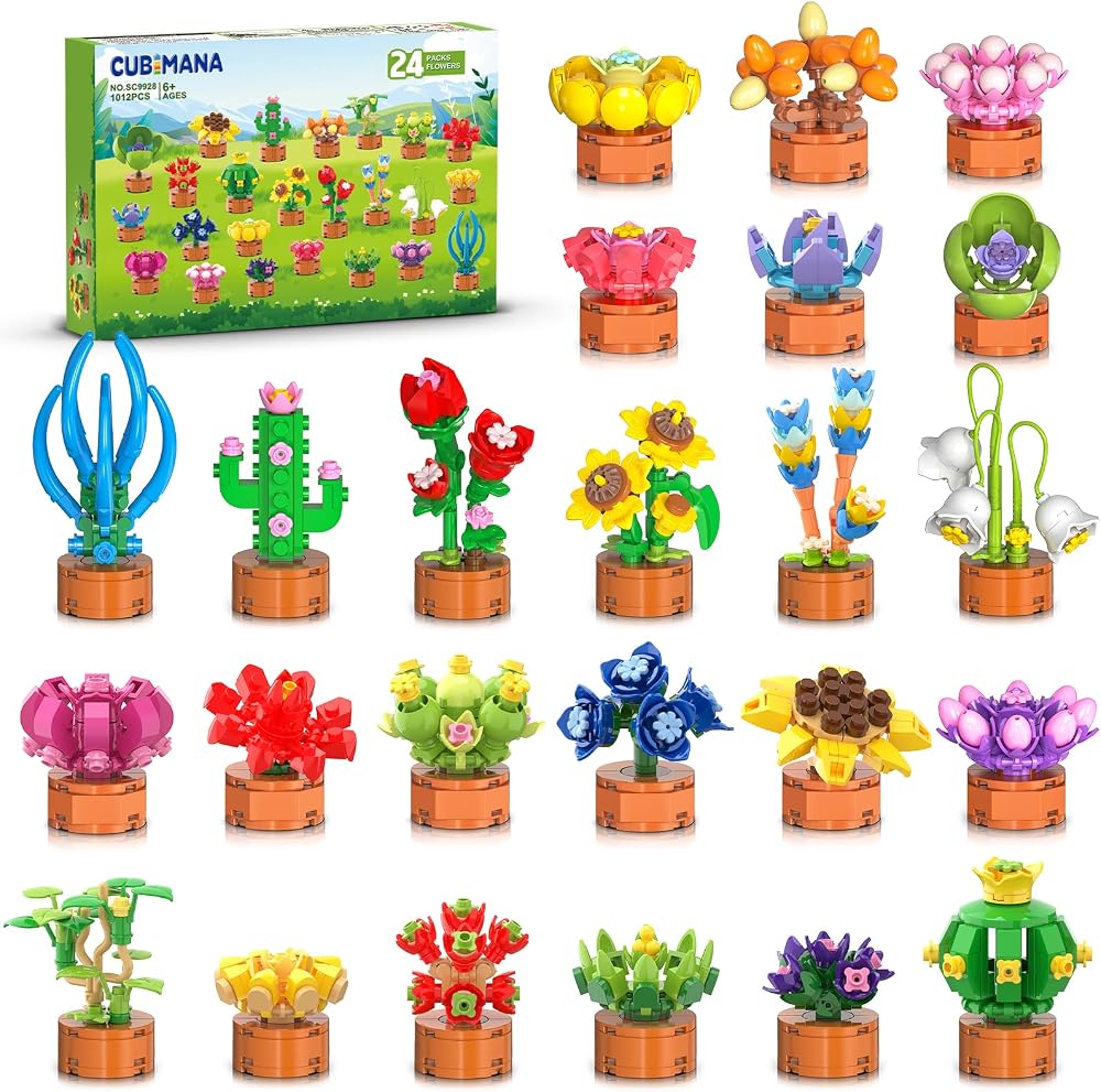 24-Piece - Flower - Mini Building Blocks Set - Creative Play Toy - Ages 6+