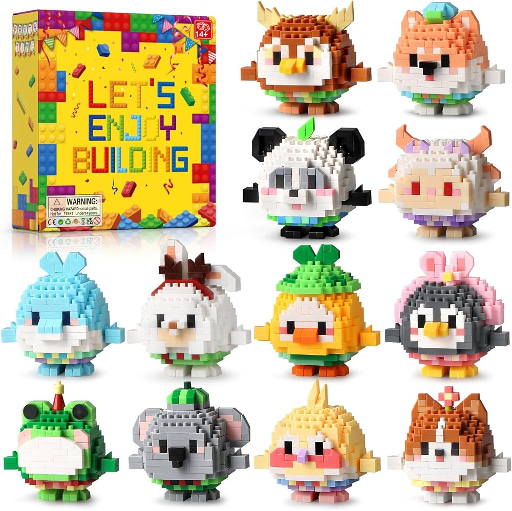12-Piece - Animal - Blind Box Mini Bricks Set - Creative Play Toy