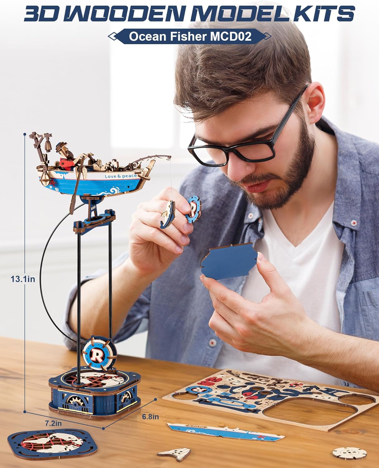 161-Piece - 3D Wooden Puzzle Kit - Creative Play Toy