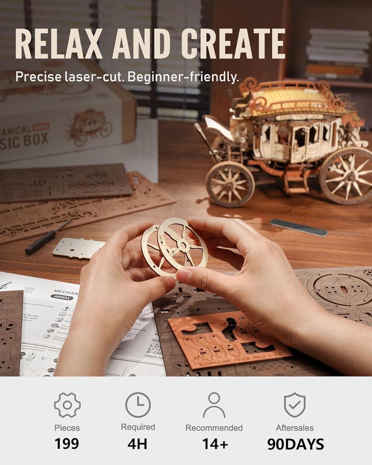3D Wooden Puzzle Kit - Creative Play Toy - Ages 14