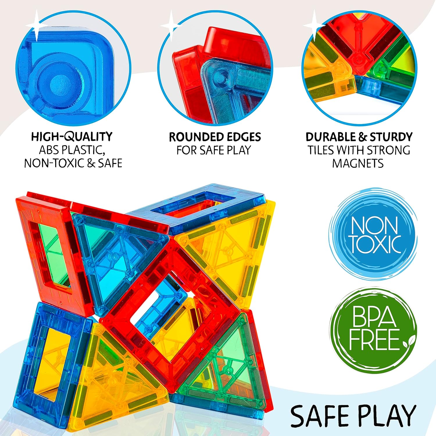 240-Piece - Car - Magnetic Building Tiles Set - STEM Learning Toy - Ages 3+-24