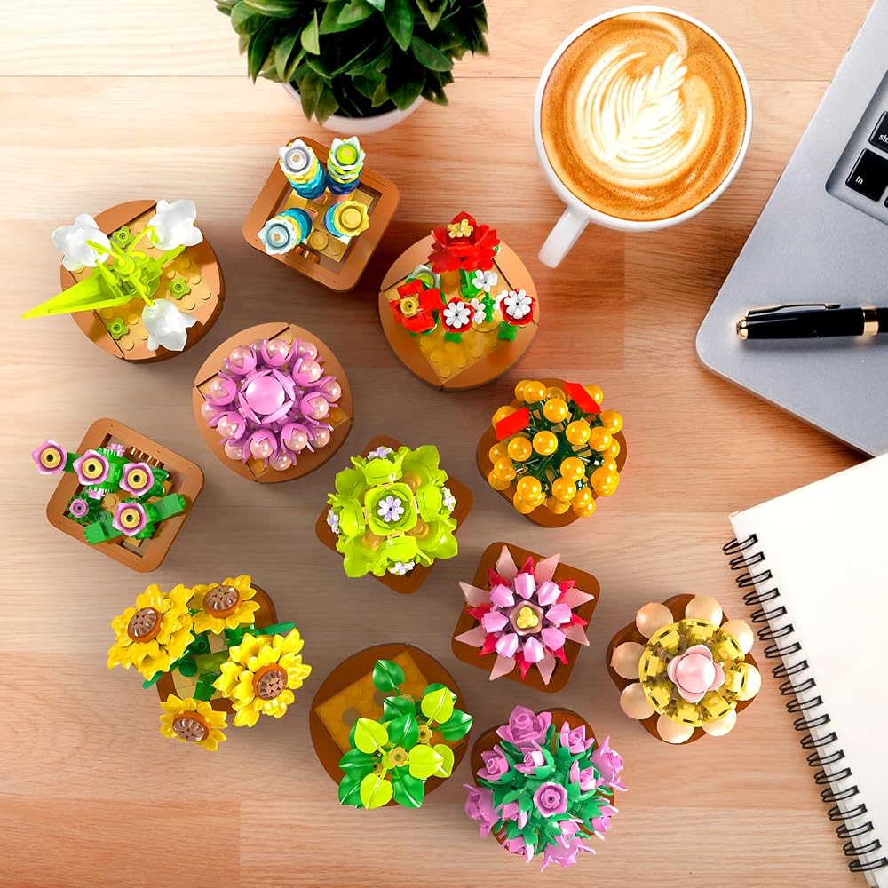 12-Piece - Flower - Mini Building Blocks Set - Creative Play Toy - Ages 6+