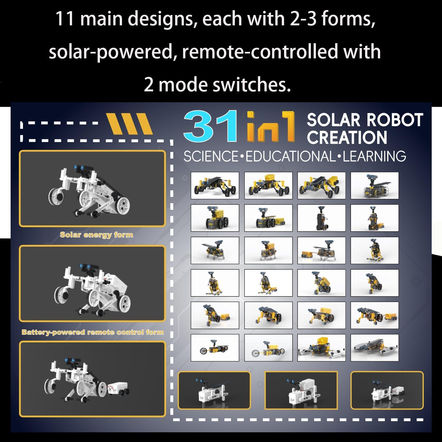 31-Piece - Science - Solar Robot Kit - STEM Learning Toy