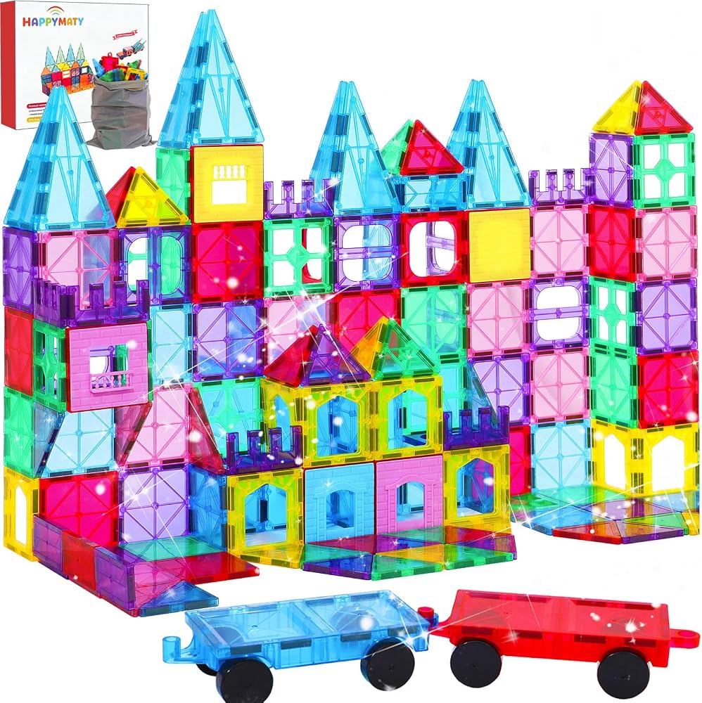 142-Piece - Car - Magnetic Building Tiles Set - STEM Learning Toy - Ages 3+