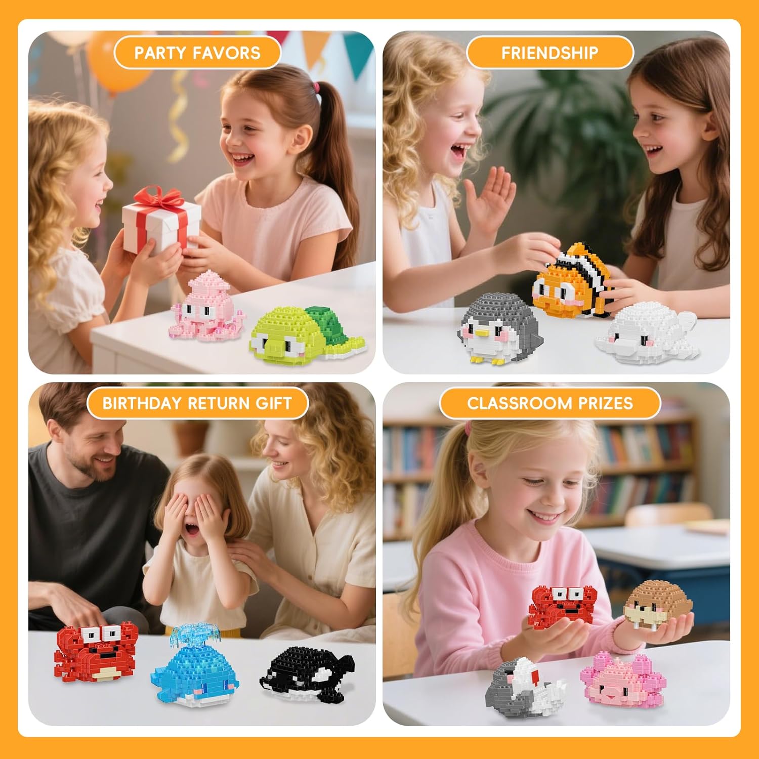 12-Piece - Animal - Blind Box Mini Bricks Set - Creative Play Toy - Ages 14+
