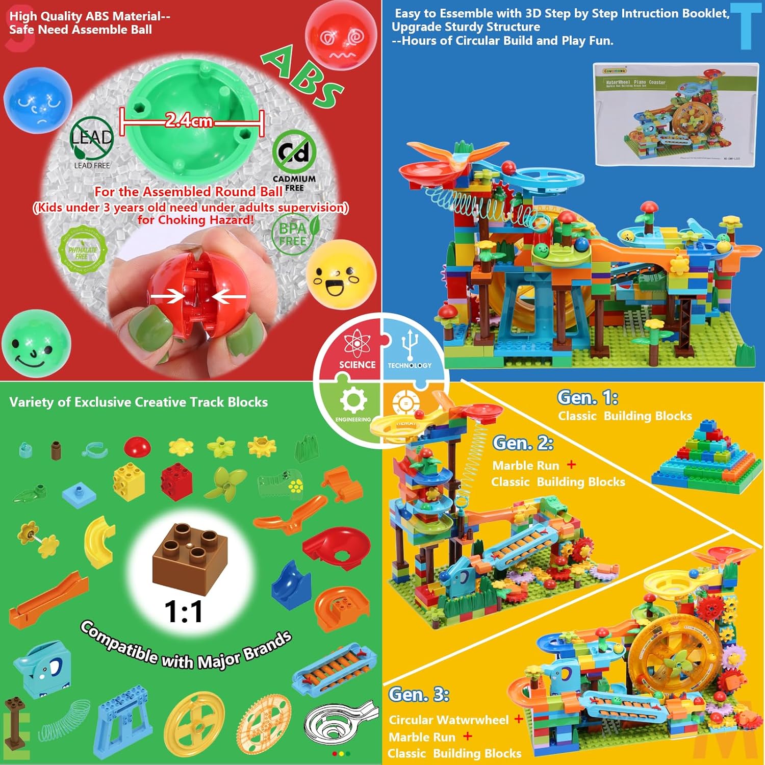 Marble Run Building Set - STEM Learning Toy - Ages 3+
