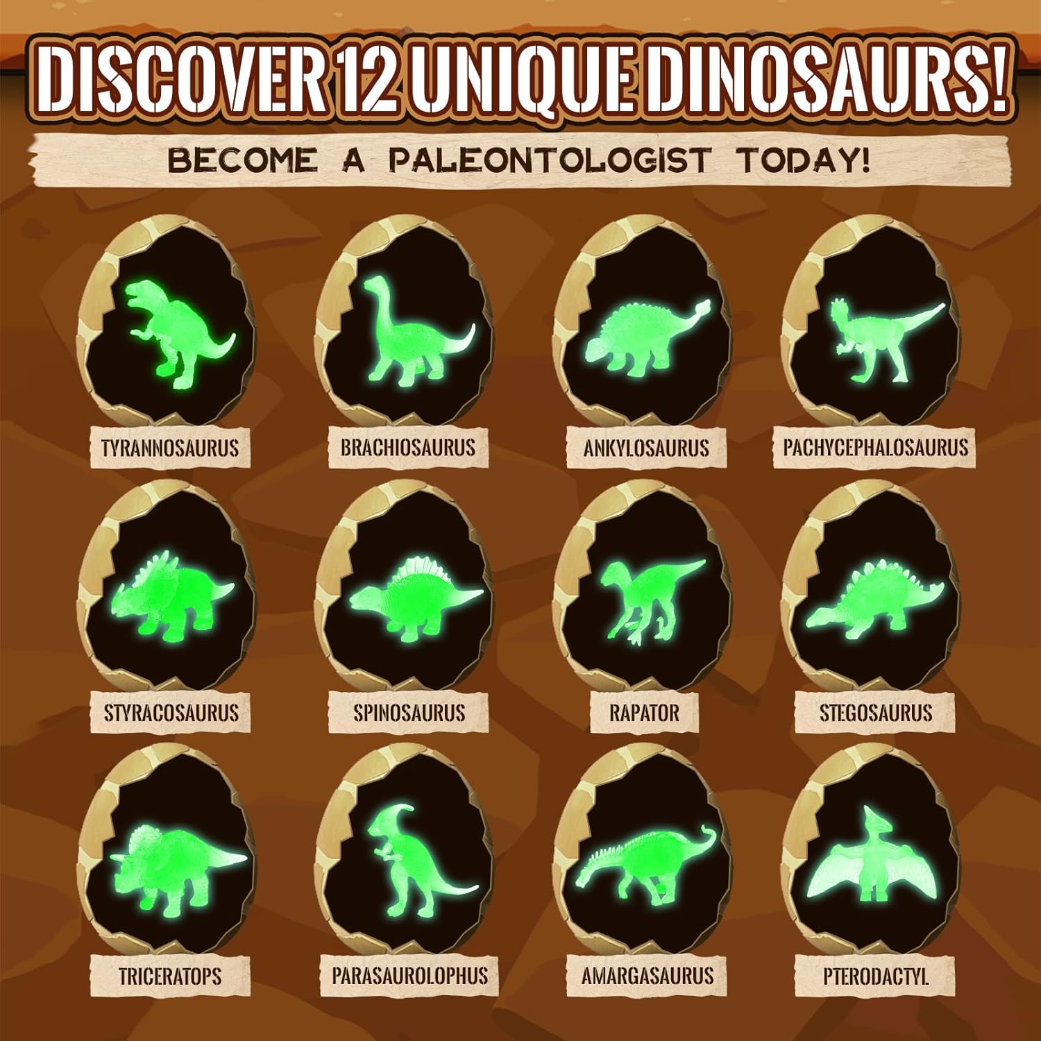 12-Piece - Dinosaur Dig Kit - Creative Play Toy