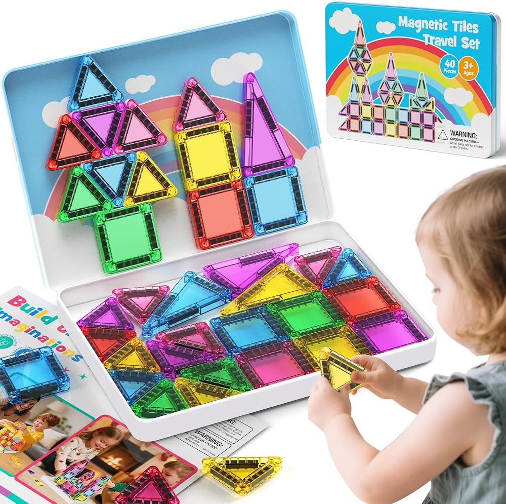 40-Piece - Magnetic Building Tiles Set - STEM Learning Toy - Ages 4-8