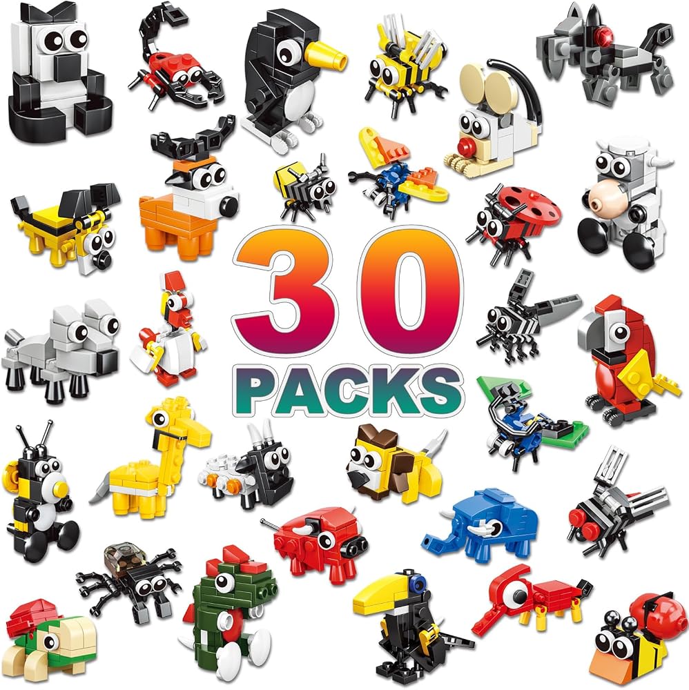 30-Piece - Animal - Mini Building Blocks Set - Creative Play Toy - Ages 6-12