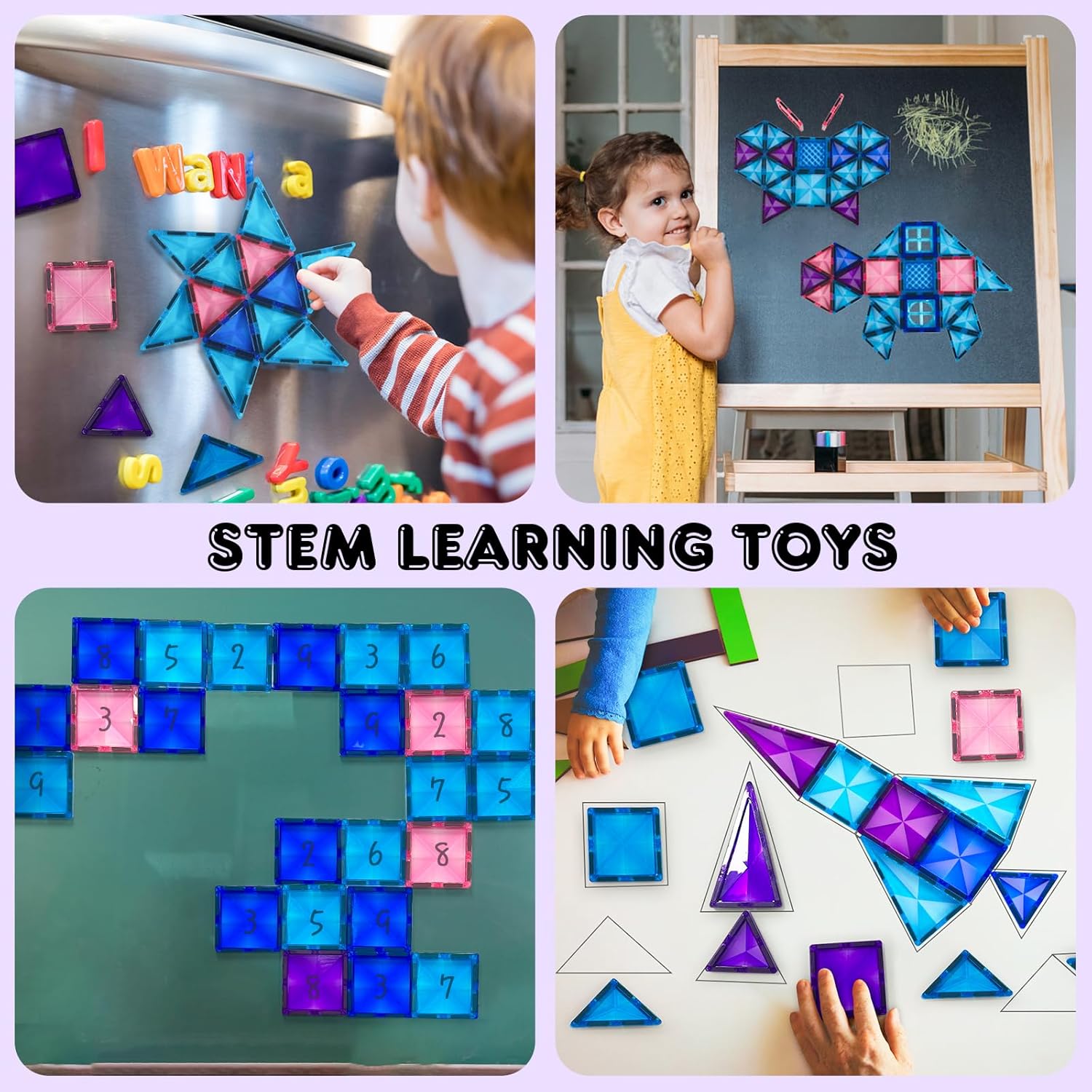 116-Piece - Magnetic Building Tiles Set - STEM Learning Toy - Ages 3