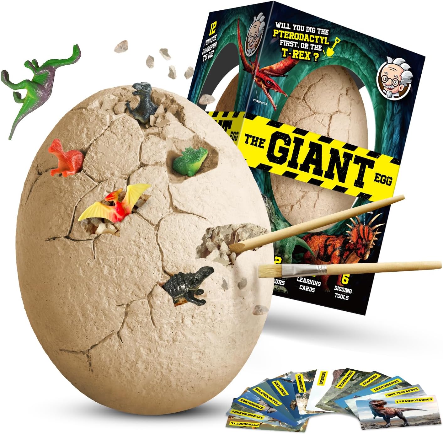 12-Piece - Wooden - Dinosaur Dig Kit - STEM Learning Toy - Ages 4-8