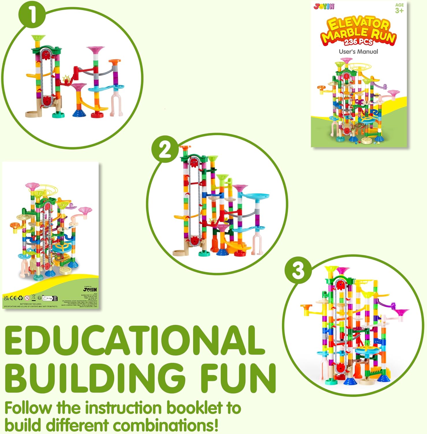 236-Piece - Marble Run Building Set - STEM Learning Toy - Ages 3+