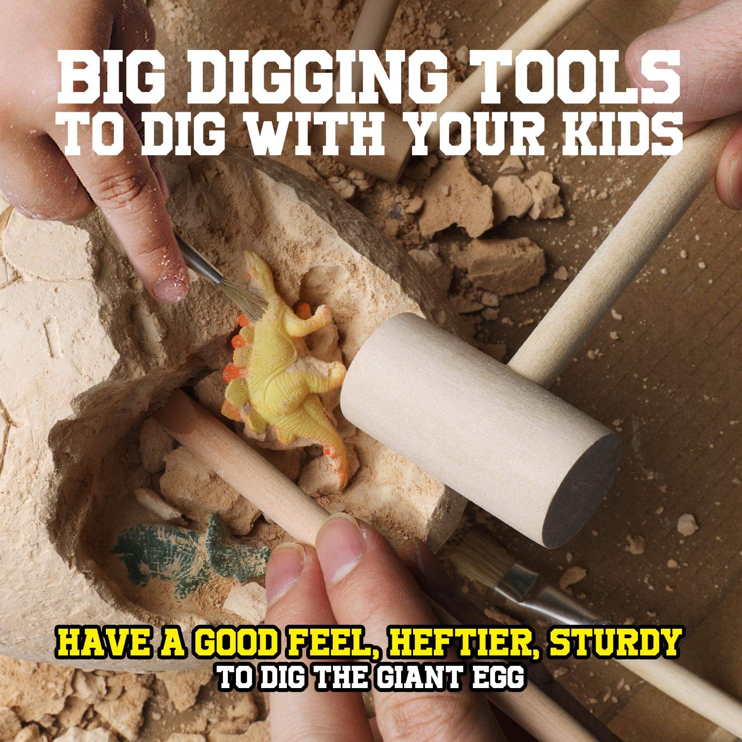 12-Piece - Wooden - Dinosaur Dig Kit - STEM Learning Toy - Ages 4-8