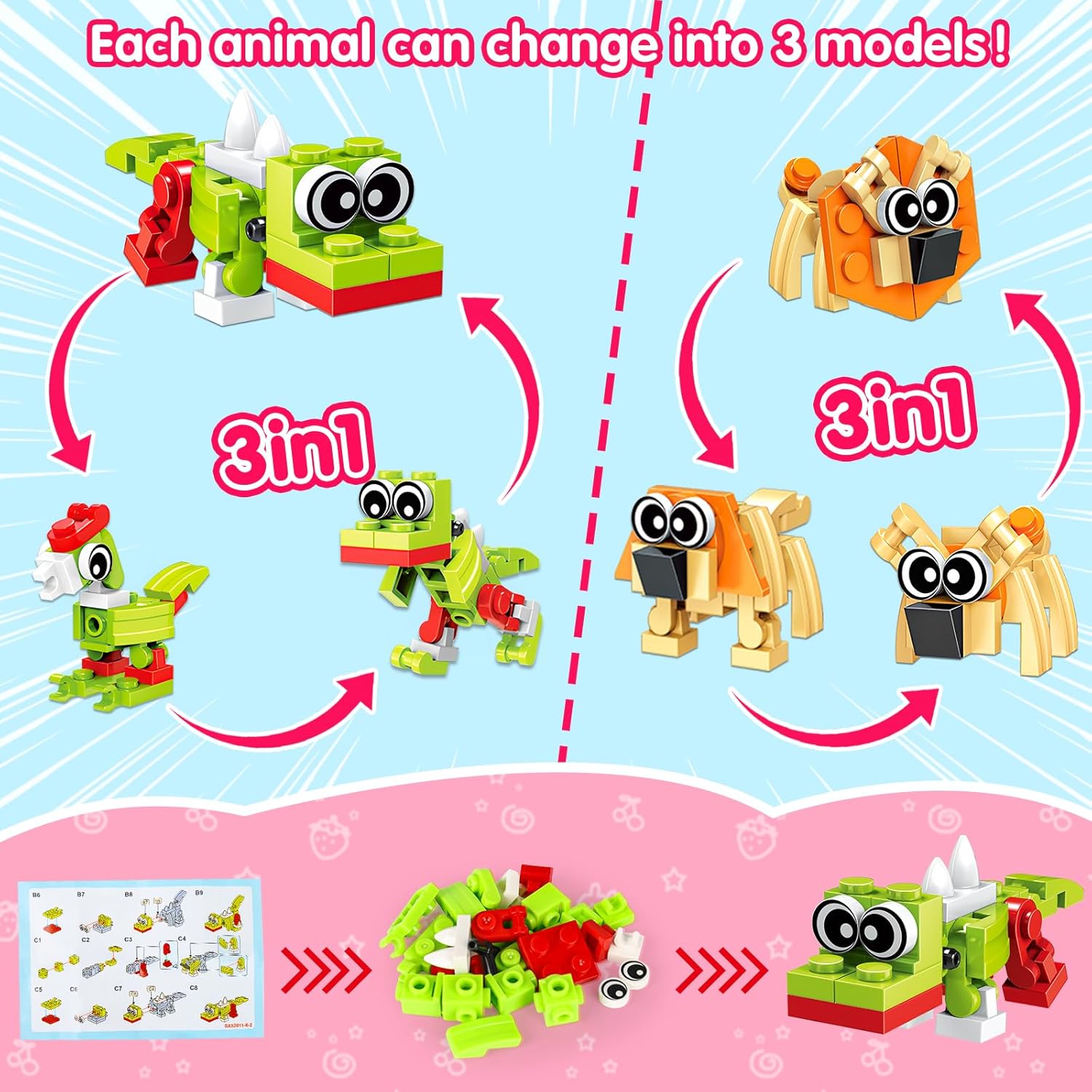 20-Piece - Animal - Mini Building Blocks Set - Creative Play Toy - Ages 3+