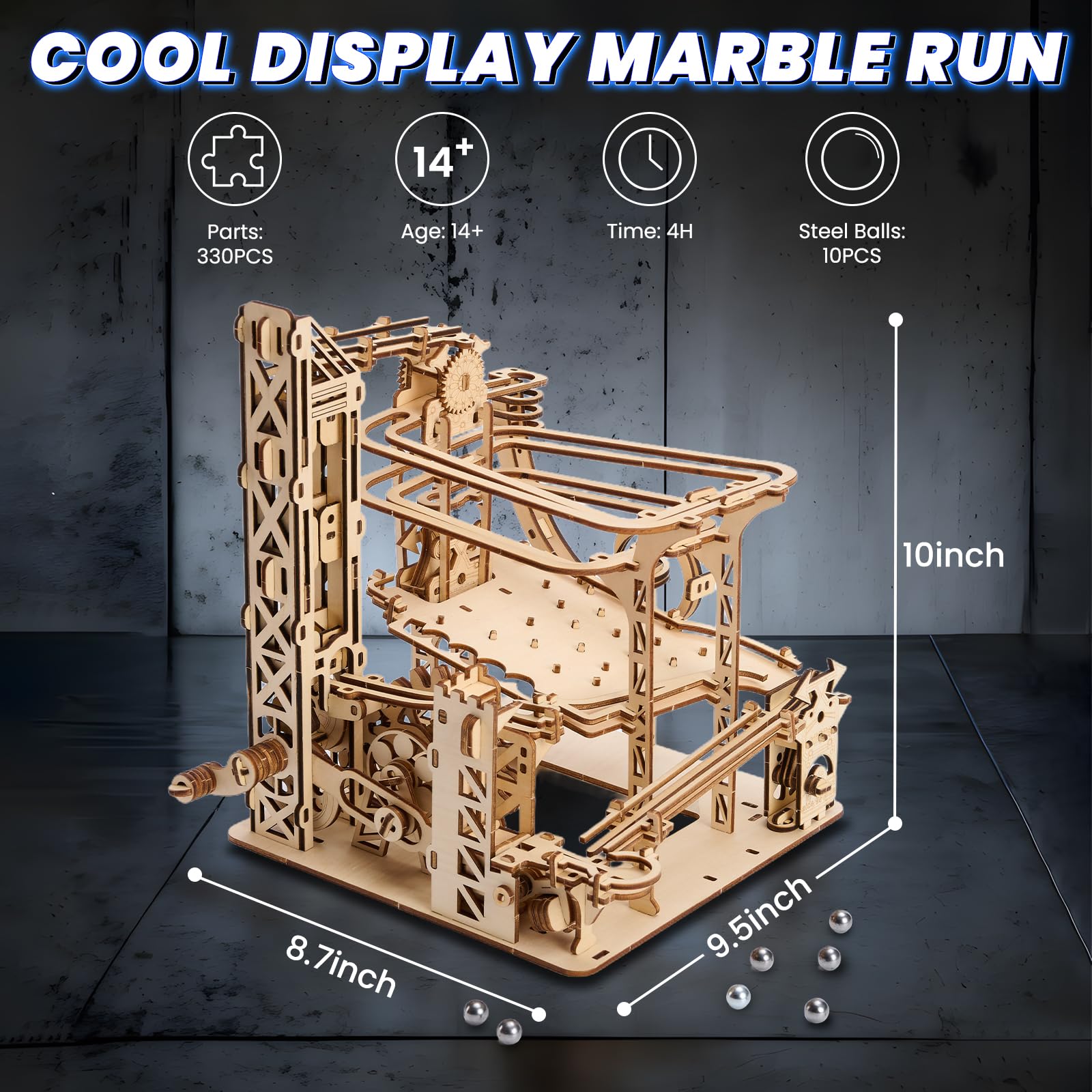 371-Piece - Wooden - Marble Run Building Set - Creative Play Toy - Ages 15+