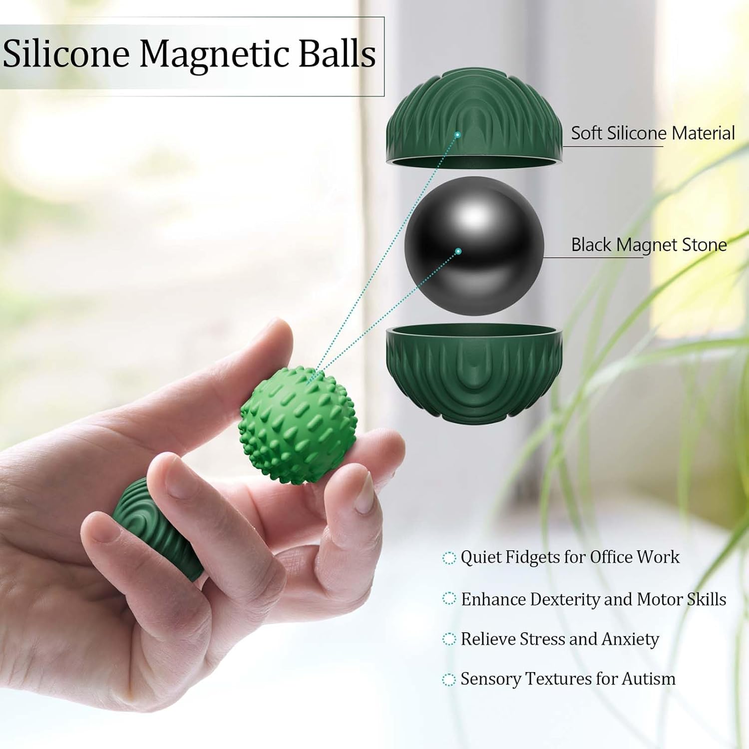 4-Piece - Magnetic - Desk Fidget Toy - Sensory Play Toy - Ages 14+