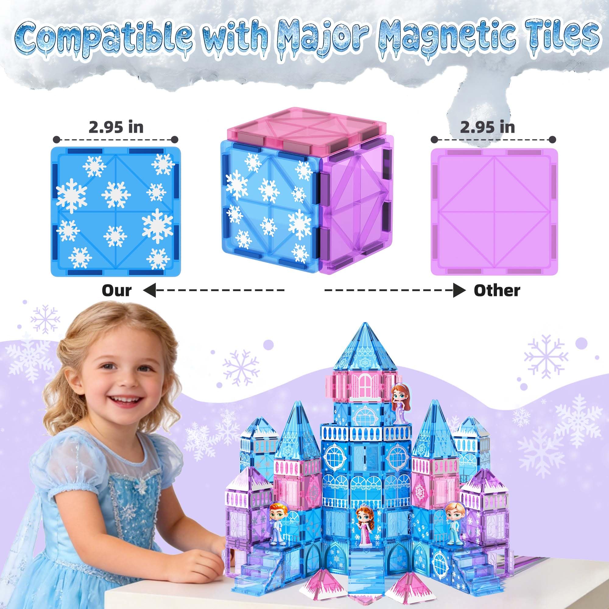 100-Piece - Sensory - Magnetic Building Tiles Set - Sensory Play Toy - Ages 3-5