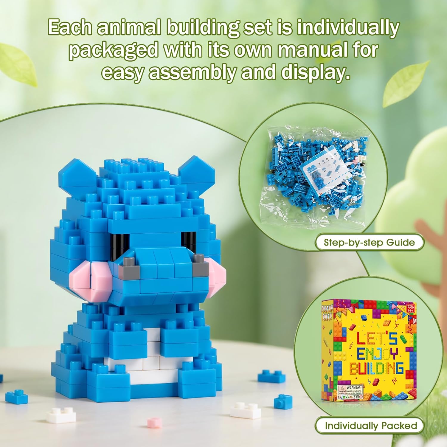 12-Piece - Animal - Mini Building Blocks Set - Creative Play Toy - Ages 14+