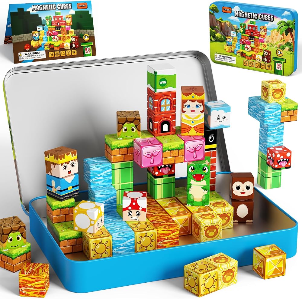 60-Piece - Magnetic - Mini Building Blocks Set - STEM Learning Toy - Ages 3+