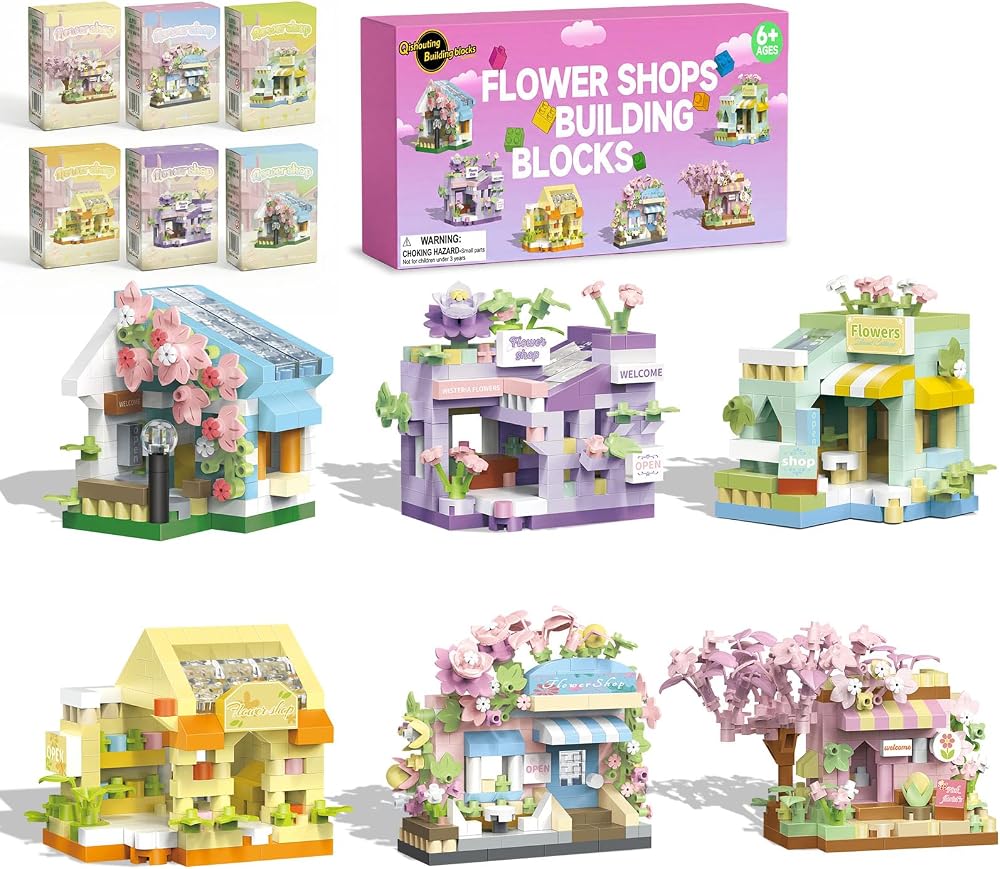 6-Piece - Flower - Mini Building Blocks Set - Creative Play Toy - Ages 8+