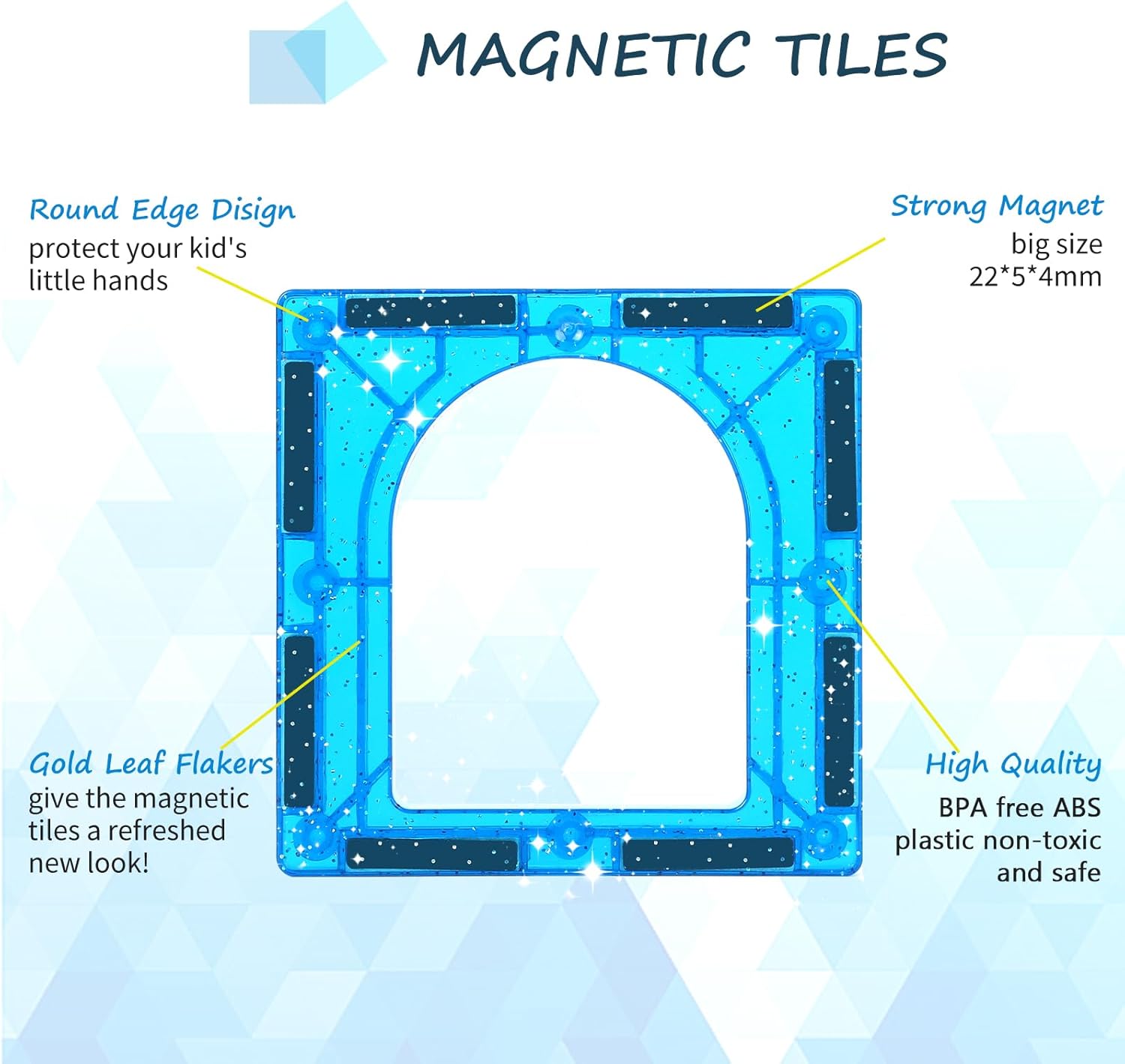 100-Piece - Sensory - Magnetic Building Tiles Set - STEM Learning Toy - Ages 4-8