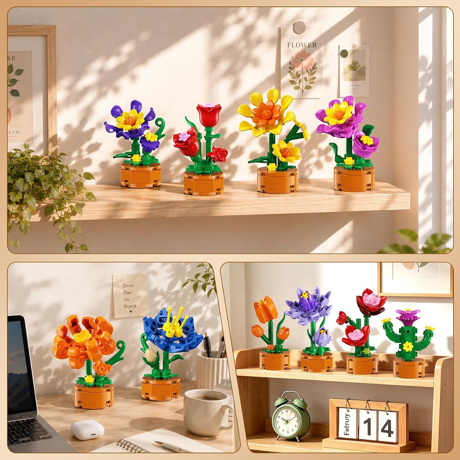 24-Piece - Flower - Mini Building Blocks Set - Creative Play Toy