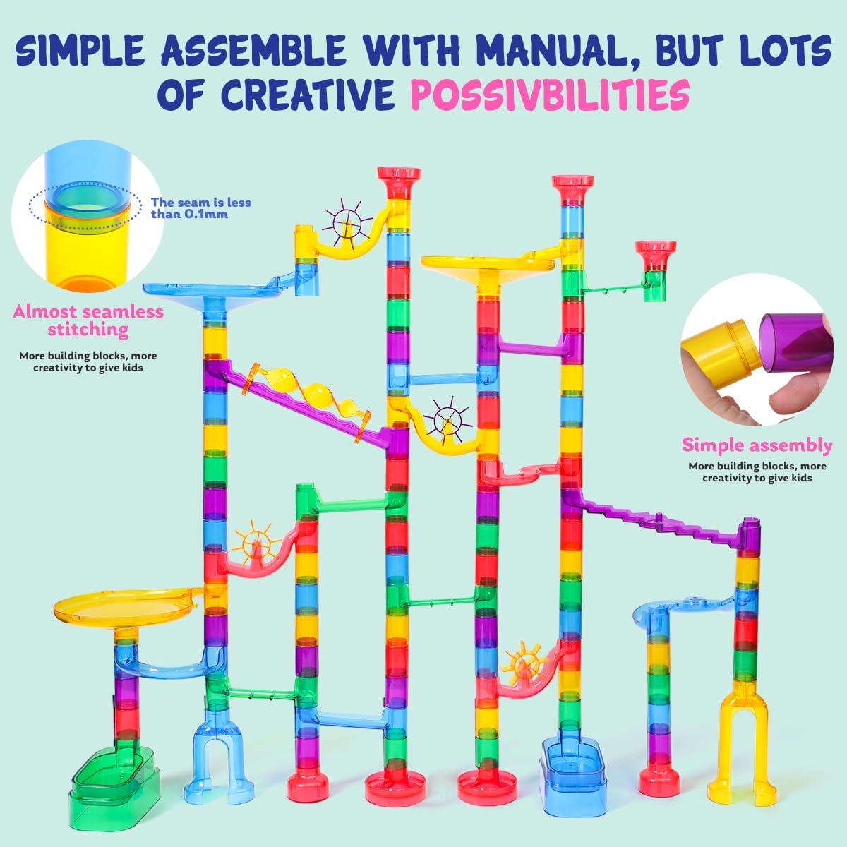 208-Piece - Marble Run Building Set - STEM Learning Toy - Ages 4