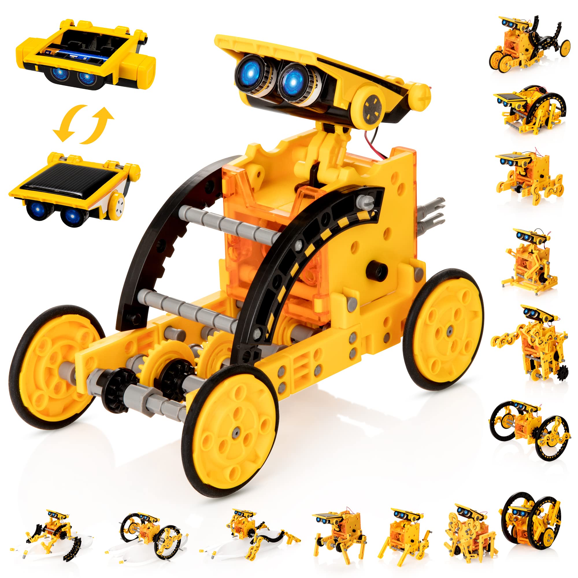 14-Piece - Science - Solar Robot Kit - STEM Learning Toy - Ages 8-12