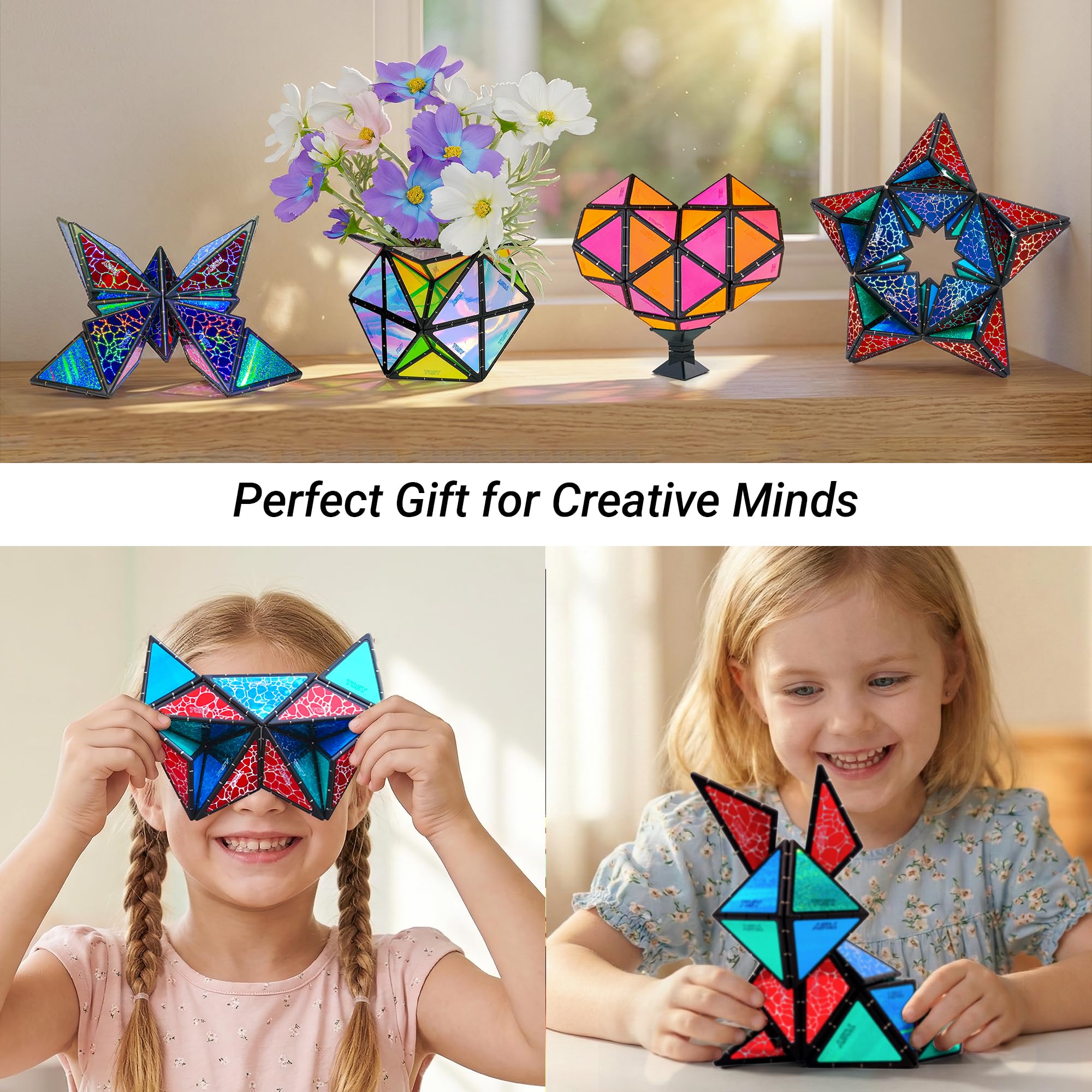 12-Piece - Magnetic Building Tiles Set - STEM Learning Toy
