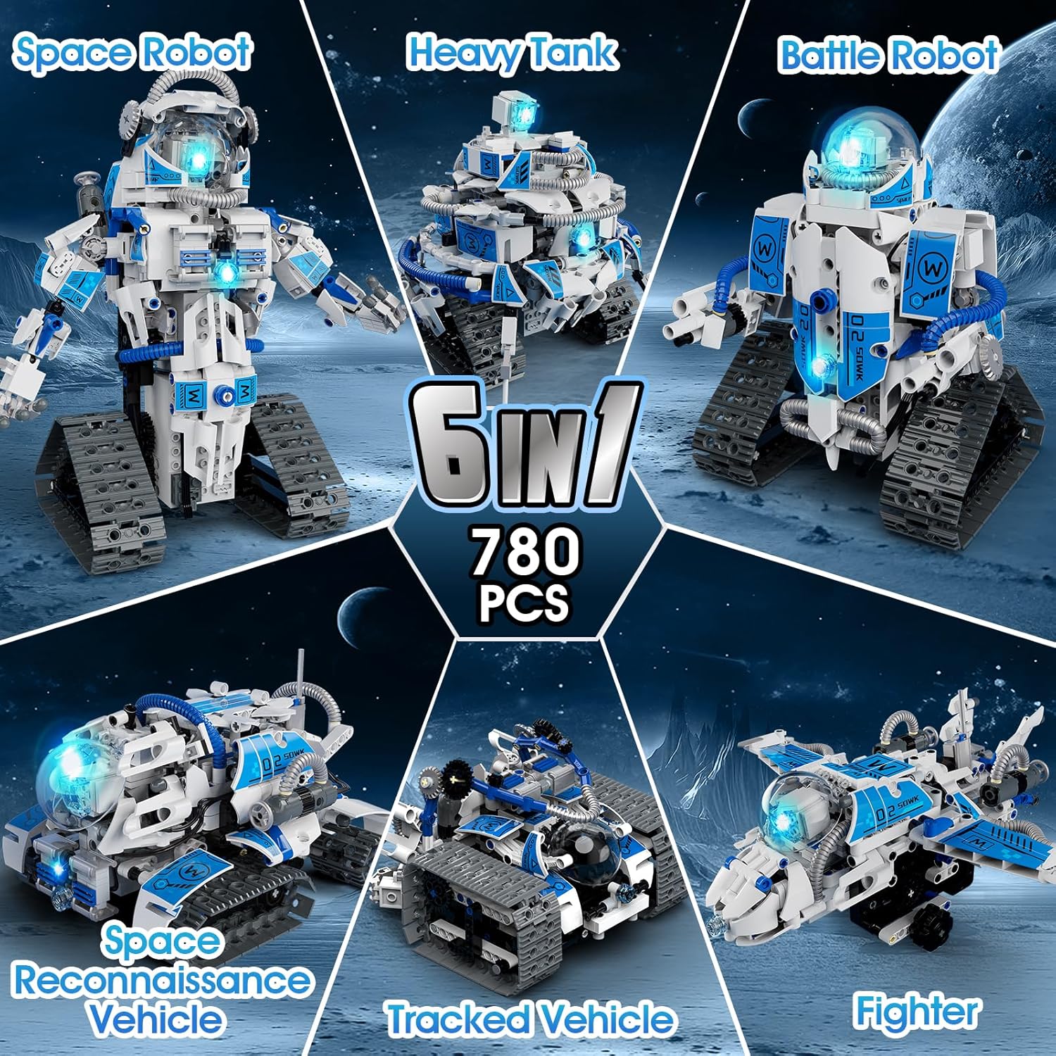 780-Piece - Space - STEM Robot Kit - STEM Learning Toy - Ages 8-14+