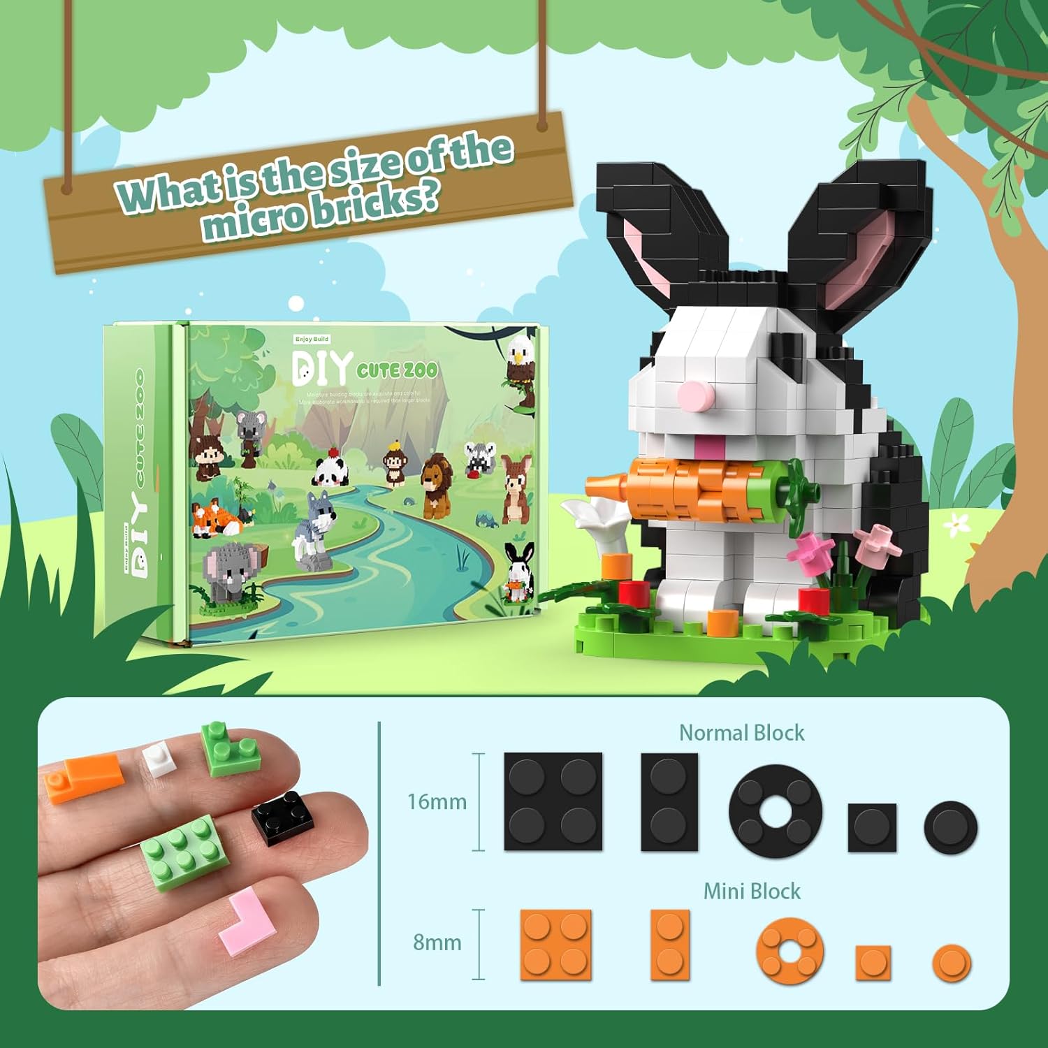 12-Piece - Animal - Mini Building Blocks Set - Creative Play Toy - Ages 14+