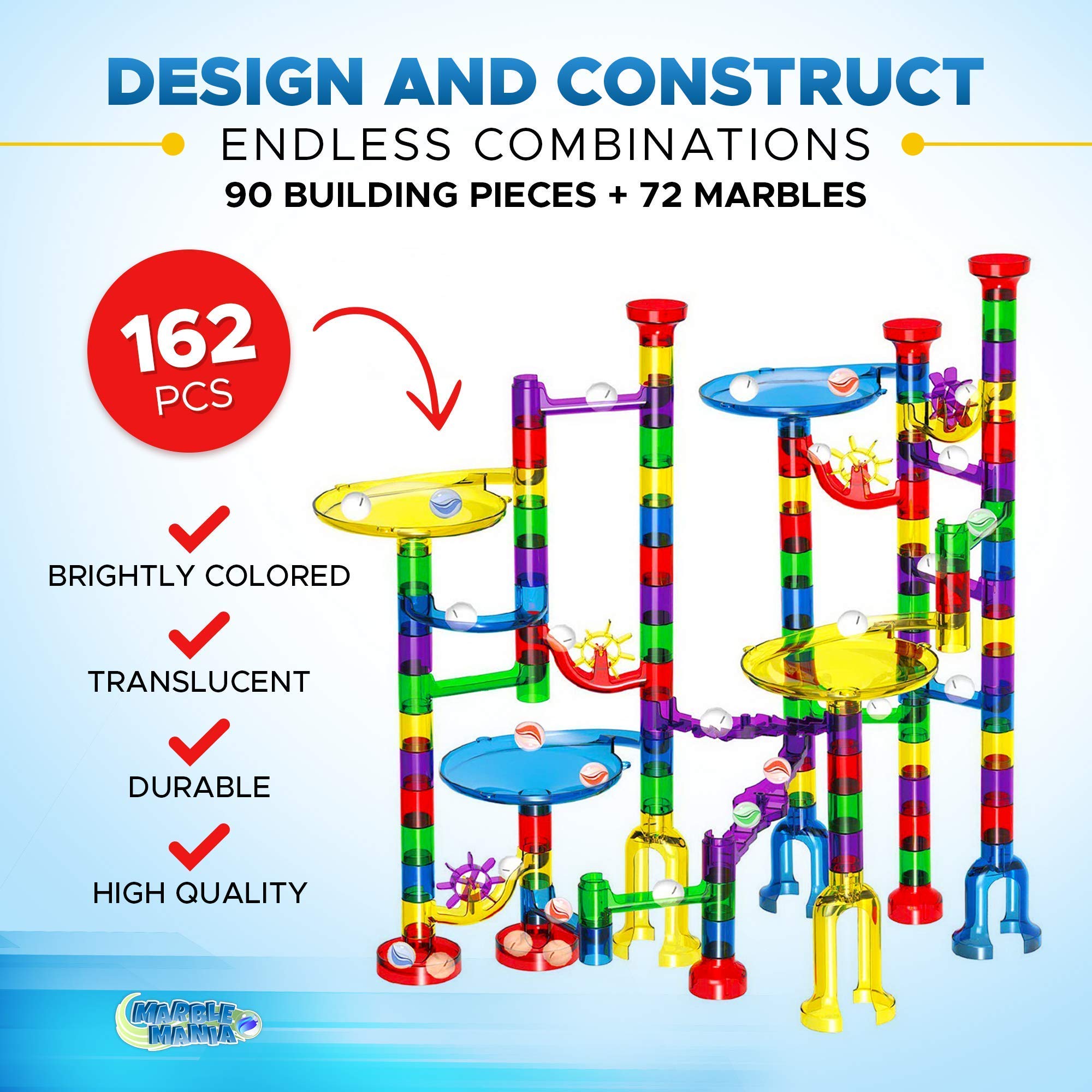 162-Piece - Marble Run Building Set - STEM Learning Toy - Ages 3+