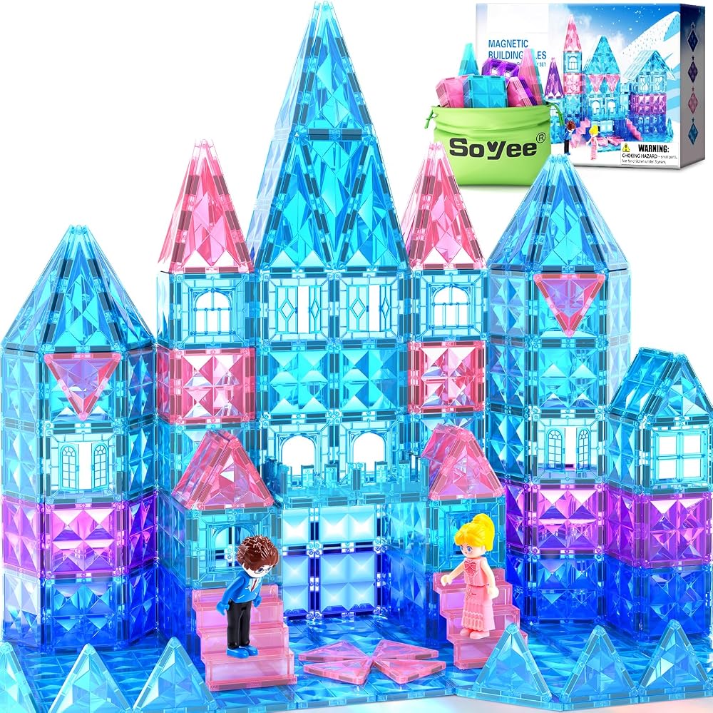102-Piece - Magnetic Building Tiles Set - Creative Play Toy - Ages 4-5