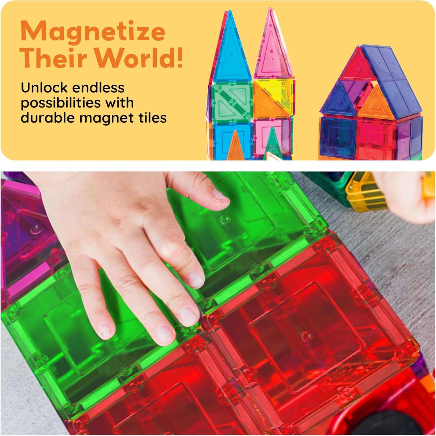 100-Piece - Magnetic Building Tiles Set - Creative Play Toy - Ages 3+
