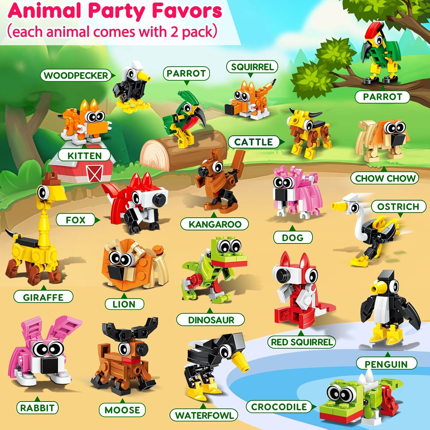 20-Piece - Animal - Mini Building Blocks Set - Creative Play Toy - Ages 3+
