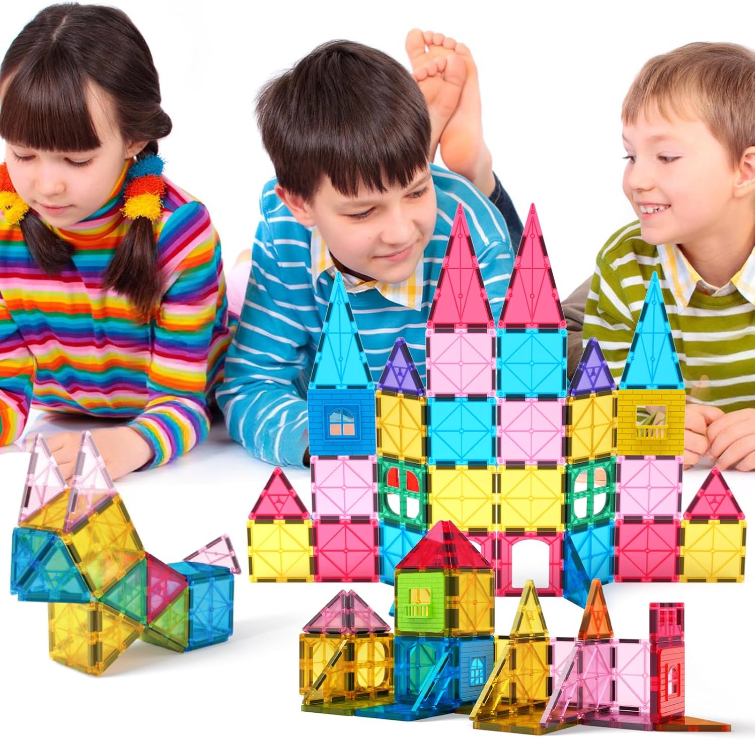60-Piece - Magnetic Building Tiles Set - STEM Learning Toy - Ages 3+