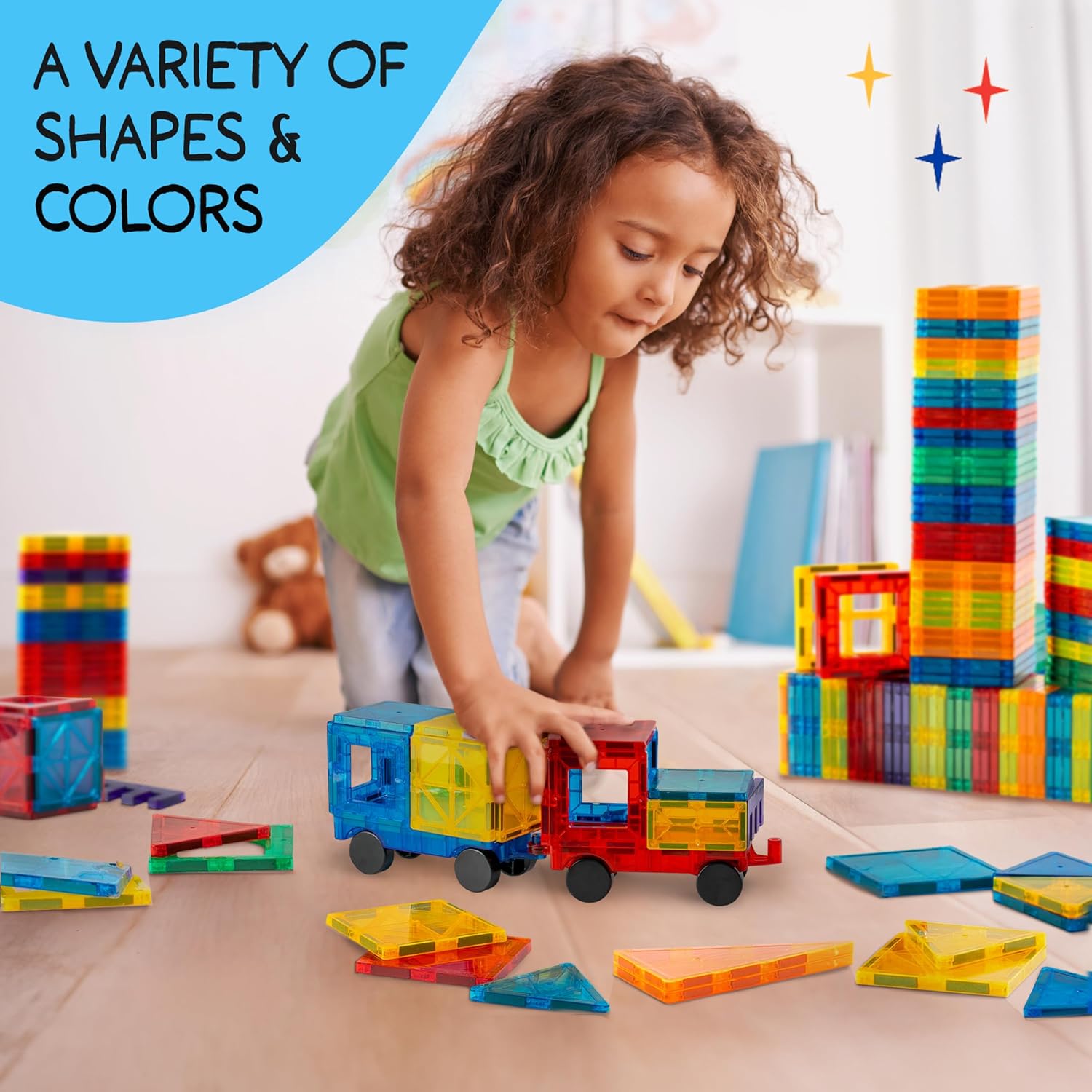 240-Piece - Car - Magnetic Building Tiles Set - STEM Learning Toy - Ages 3+-24