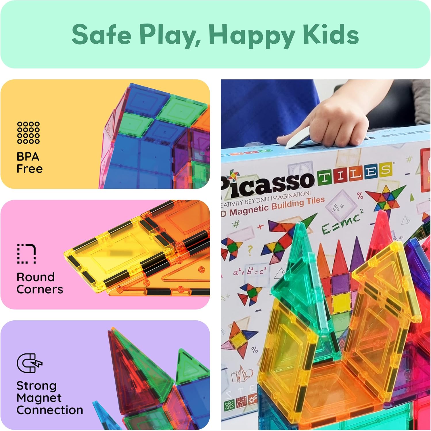 100-Piece - Magnetic Building Tiles Set - Creative Play Toy - Ages 3+