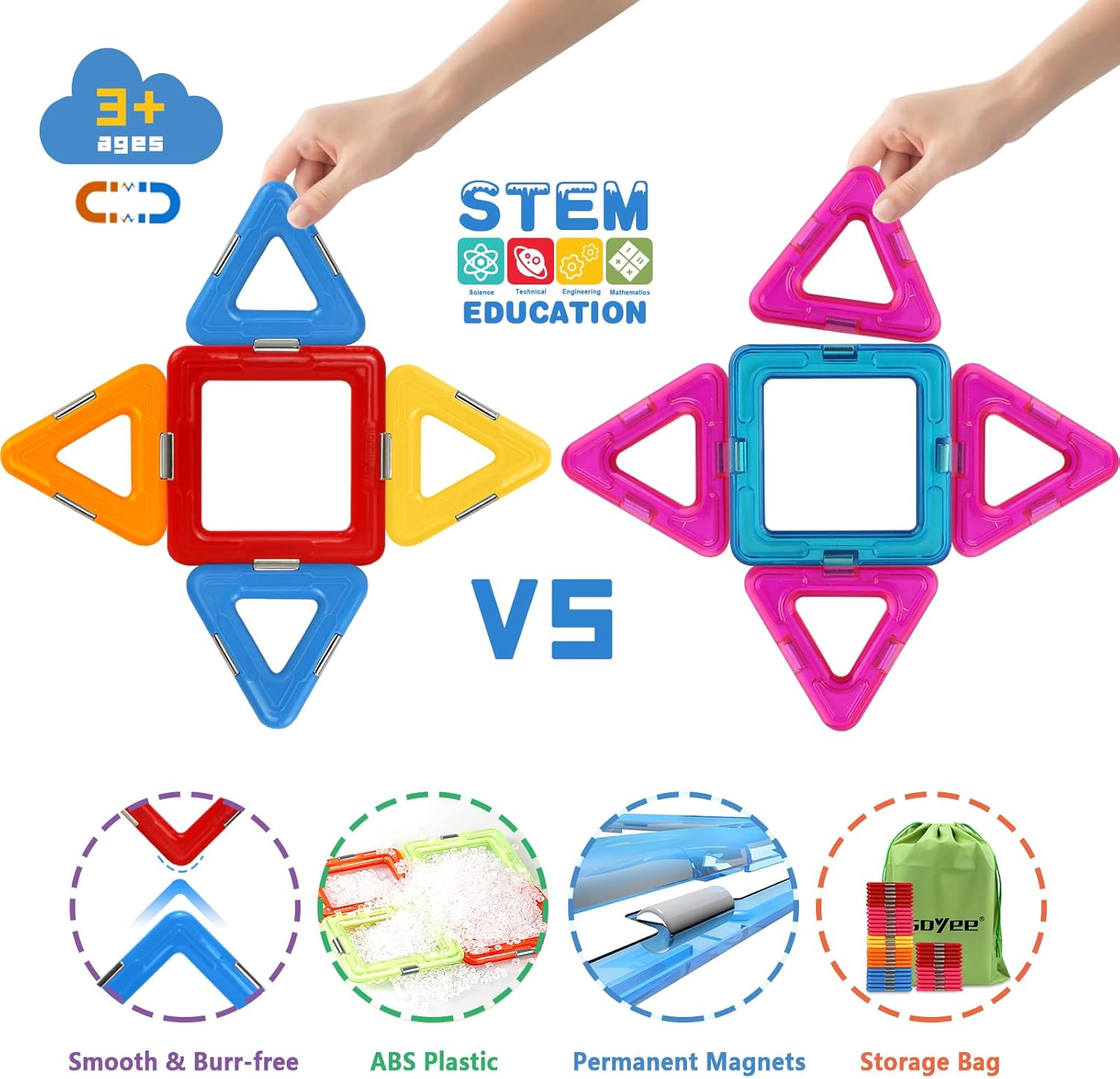 Magnetic Building Tiles Set - STEM Learning Toy