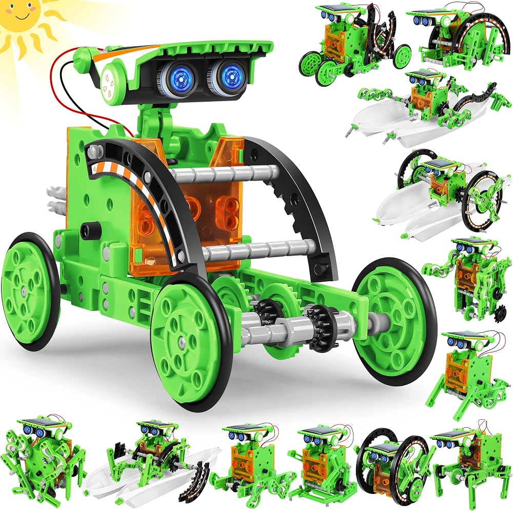 13-Piece - Science - Solar Robot Kit - STEM Learning Toy - Ages 8-12