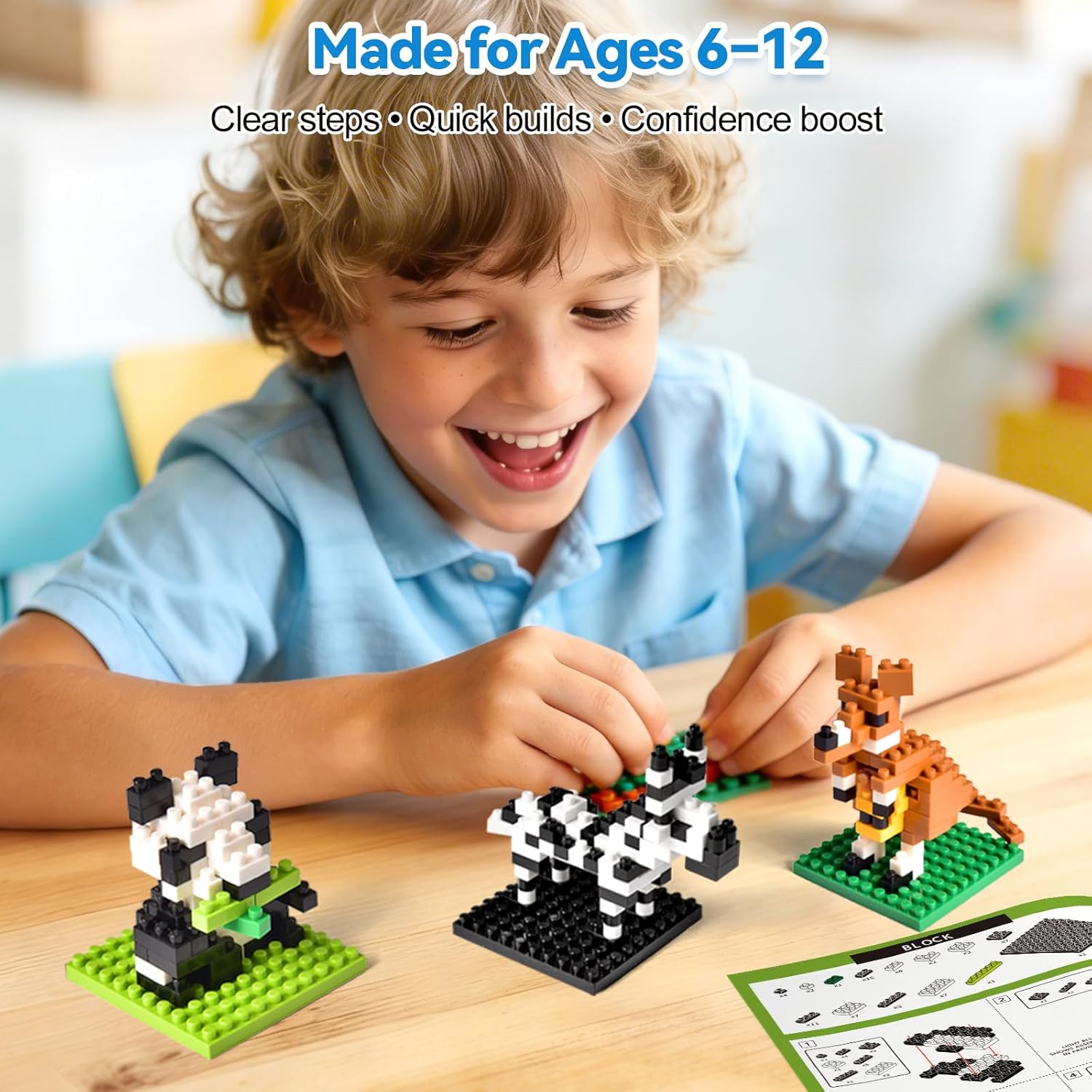 12-Piece - Animal - Mini Building Blocks Set - Creative Play Toy