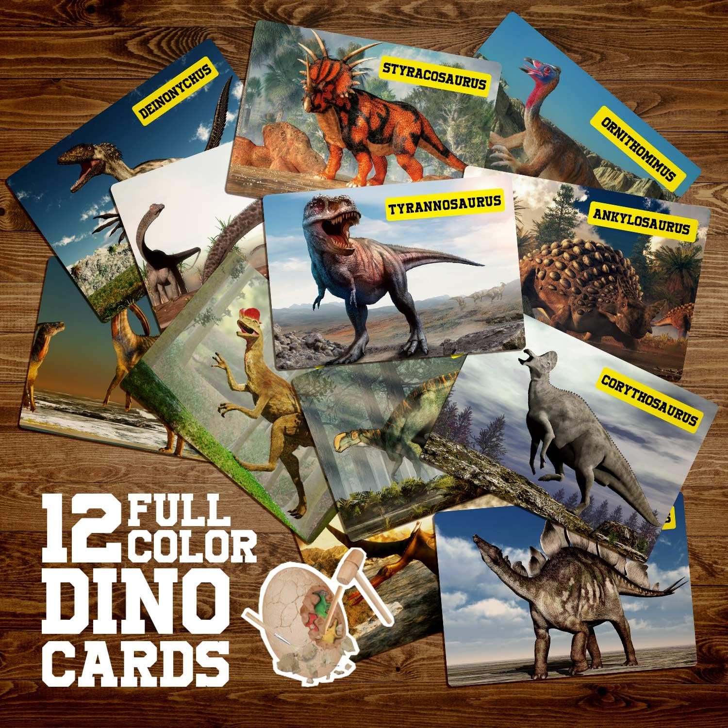 12-Piece - Wooden - Dinosaur Dig Kit - STEM Learning Toy - Ages 4-8