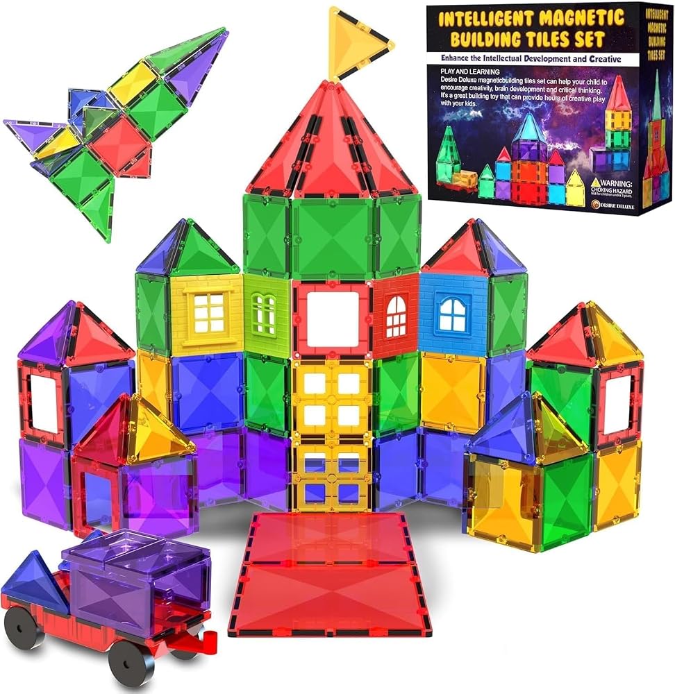 57-Piece - Sensory - Magnetic Building Tiles Set - STEM Learning Toy
