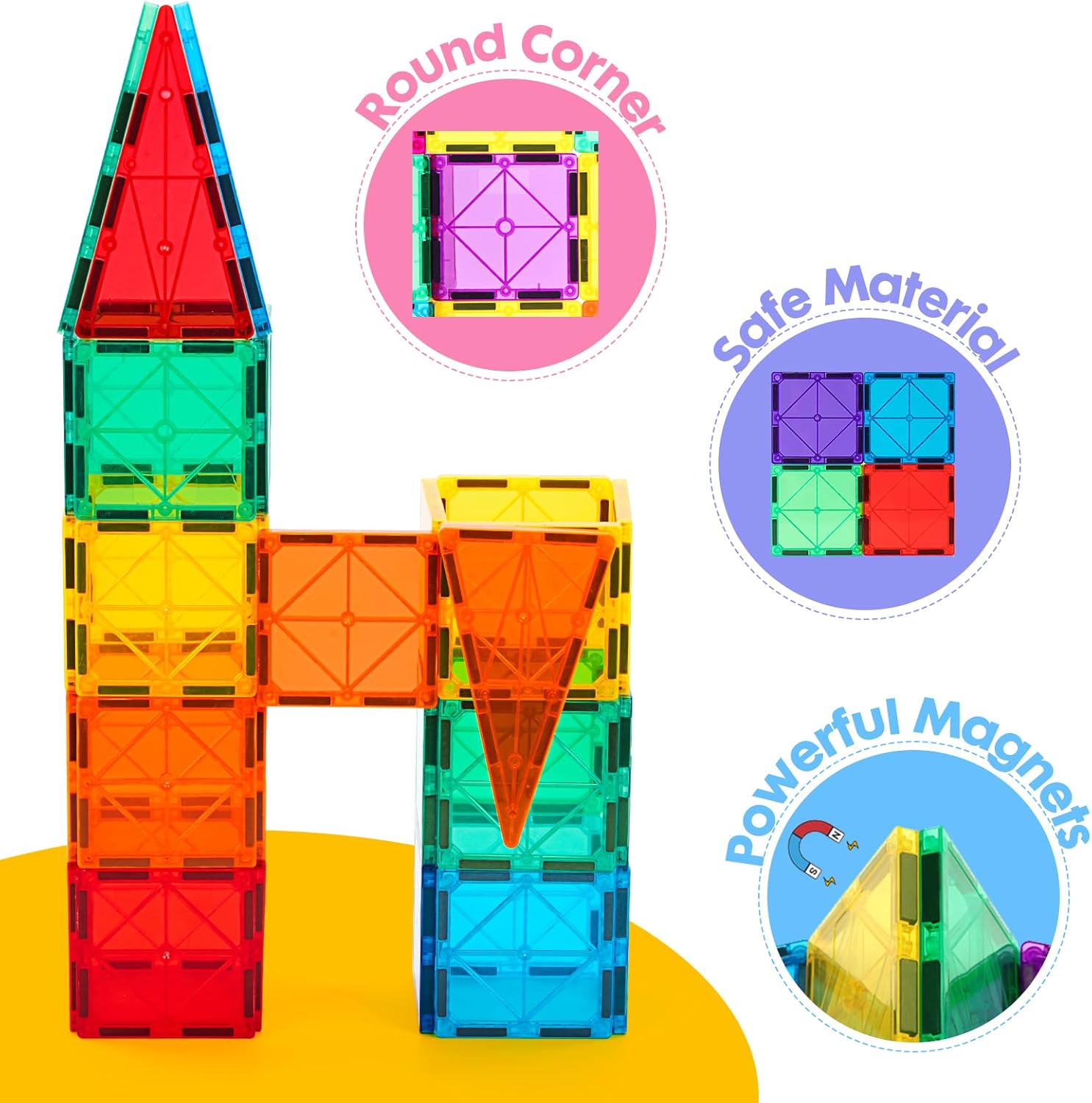 136-Piece - Car - Magnetic Building Tiles Set - Creative Play Toy - Ages 3+