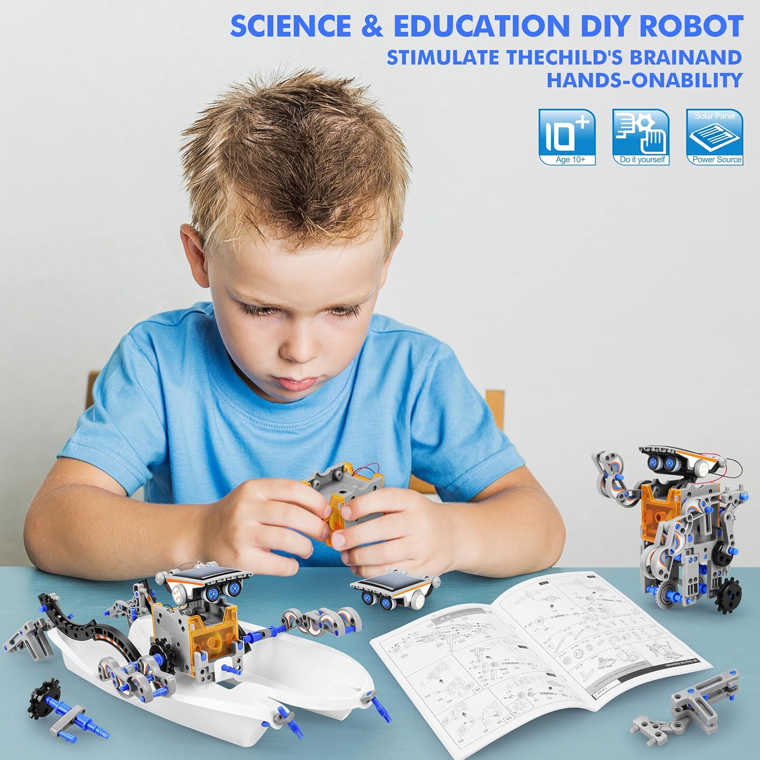 13-Piece - Solar - STEM Robot Kit - STEM Learning Toy - Ages 8-12